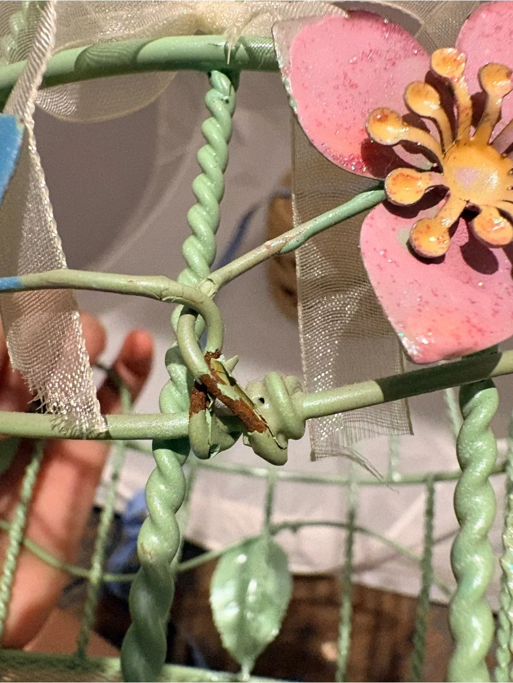 Decorative Green Floral Metal Basket - Brand